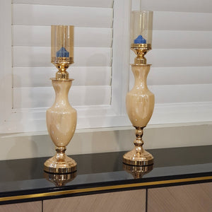 Glass Mirrored Decorative Candleholders set of 2