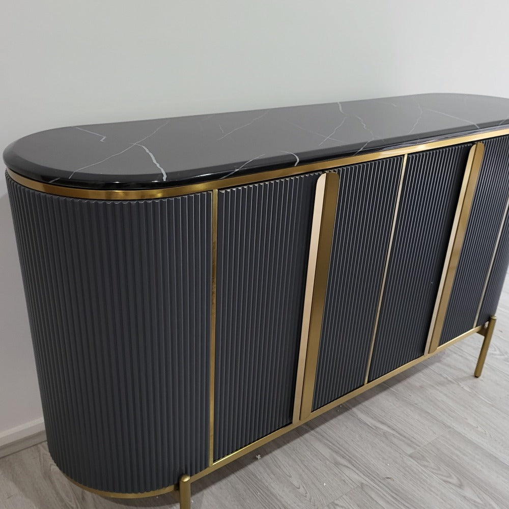 Modern Buffet Cabinet in Bronze Storage Dining Room Buffet Cabinet with 4 shelves in Black MDF