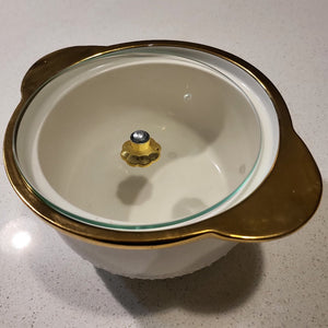 Elegant Modern Ceramic Soup / Food Serving Bowl Easy to Clean, Dishwasher and Microwave Friendly in White and Gold colours