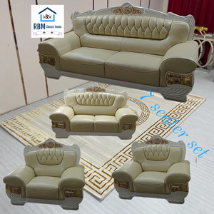 Classy Traditional Modern Luxurious, comfortable and Stylish Sofas / Couches in Cream Genuine Leather Material