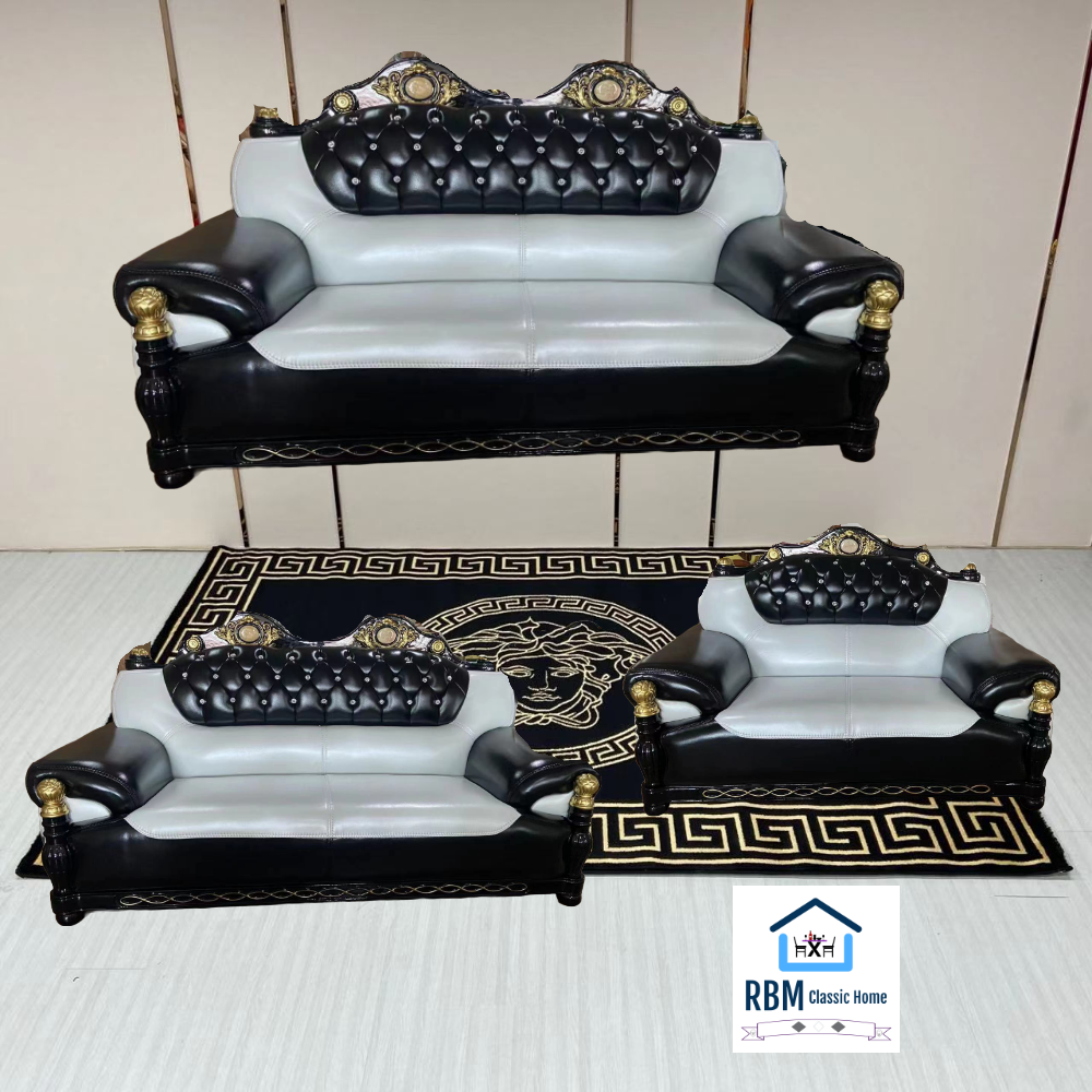 Modern Luxurious, Comfortable and Stylish Sofas / Couches in Black and White Microfibre Leather Material