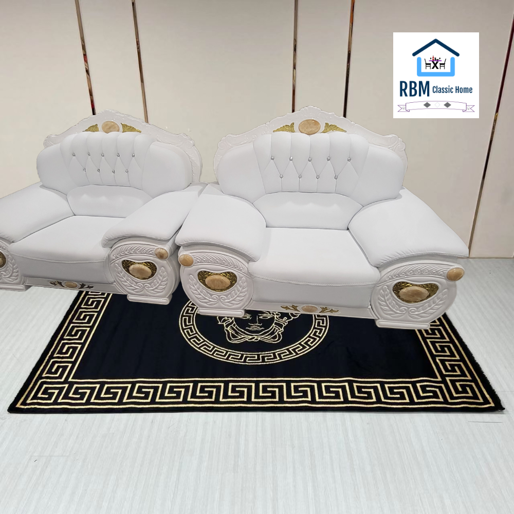 Traditional Elegant, Comfortable and Stylish set in Microfibre White Leather Material