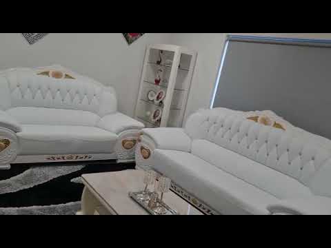 Luxury, Classy, Traditional, Elegant, Comfortable and Stylish set in Microfibre White Leather Material