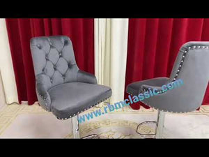 Grey Velvet Modern Barstool with Silver Stainless Steel frame