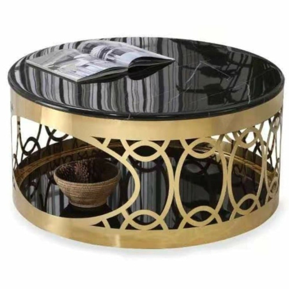 Marble coffee table with stainless steel frame