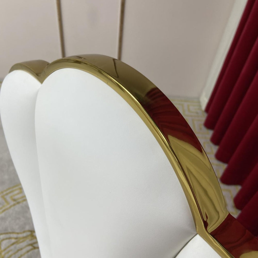 Modern Classic White Leather with Gold Stainless Steel Frame