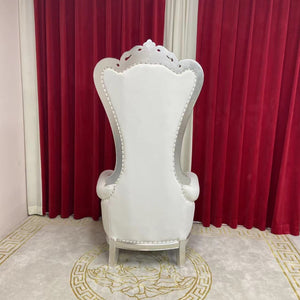 Modern Luxury, Stylish and Comfortable Queen / King Royal Chair in White Microfibre Leather with Silver trims