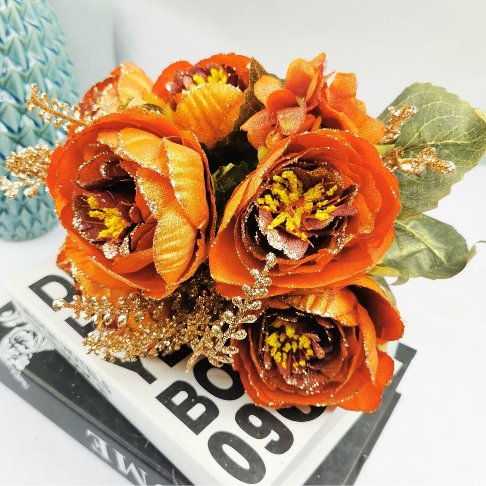 Orange Bunch of Flowers / Roses in Artificial Material