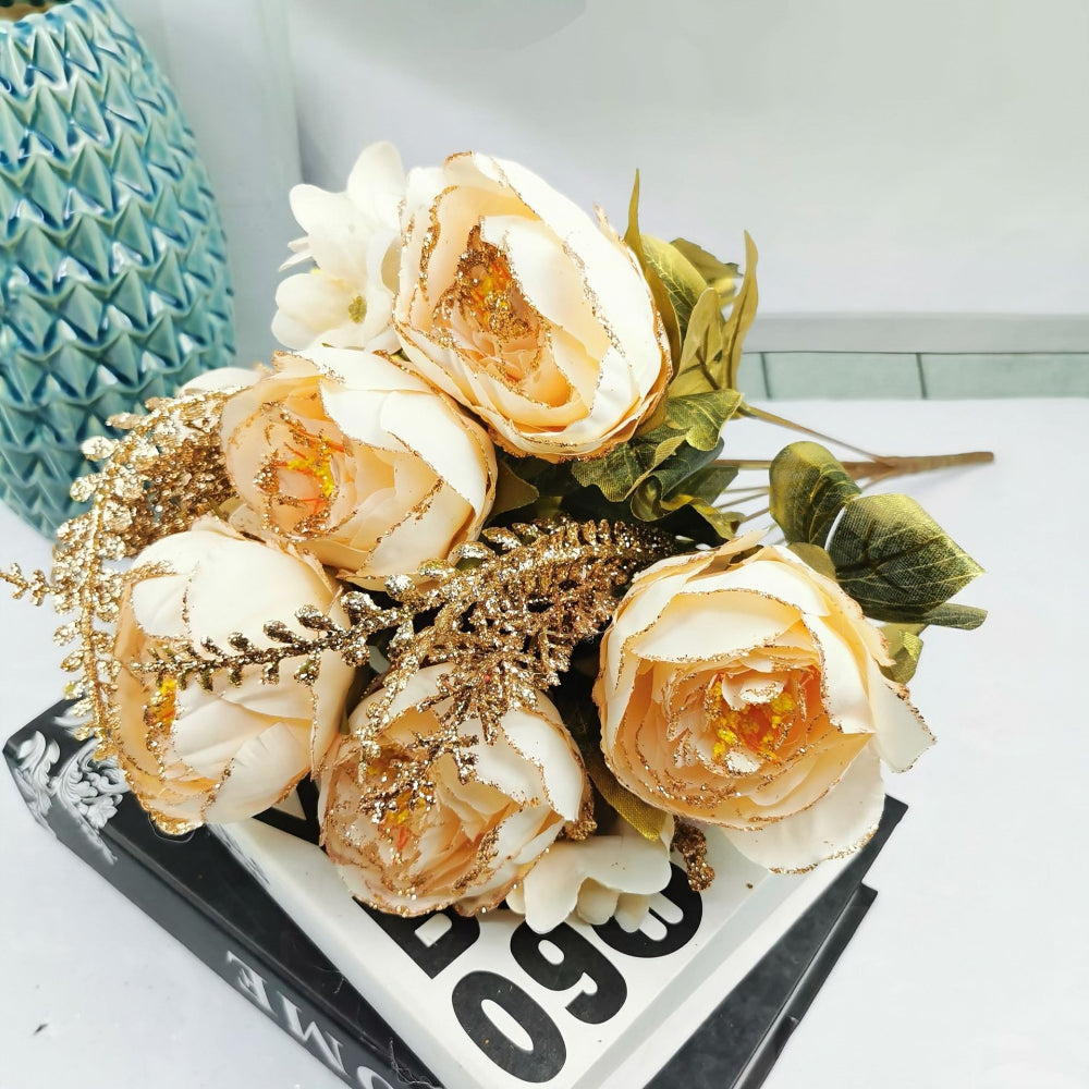 Yellow Bunch of Flowers / Roses in Artificial/Synthetic/Plastic Material at RBM Classic Home