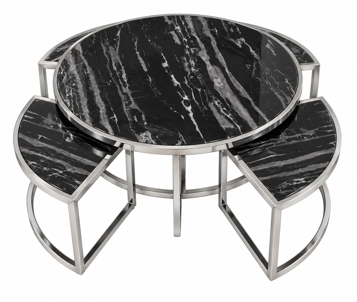 5 Piece Nested Coffee Tables - Silver
