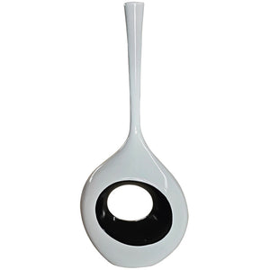 Large White Ceramic Decorative Vase with Black Hole 