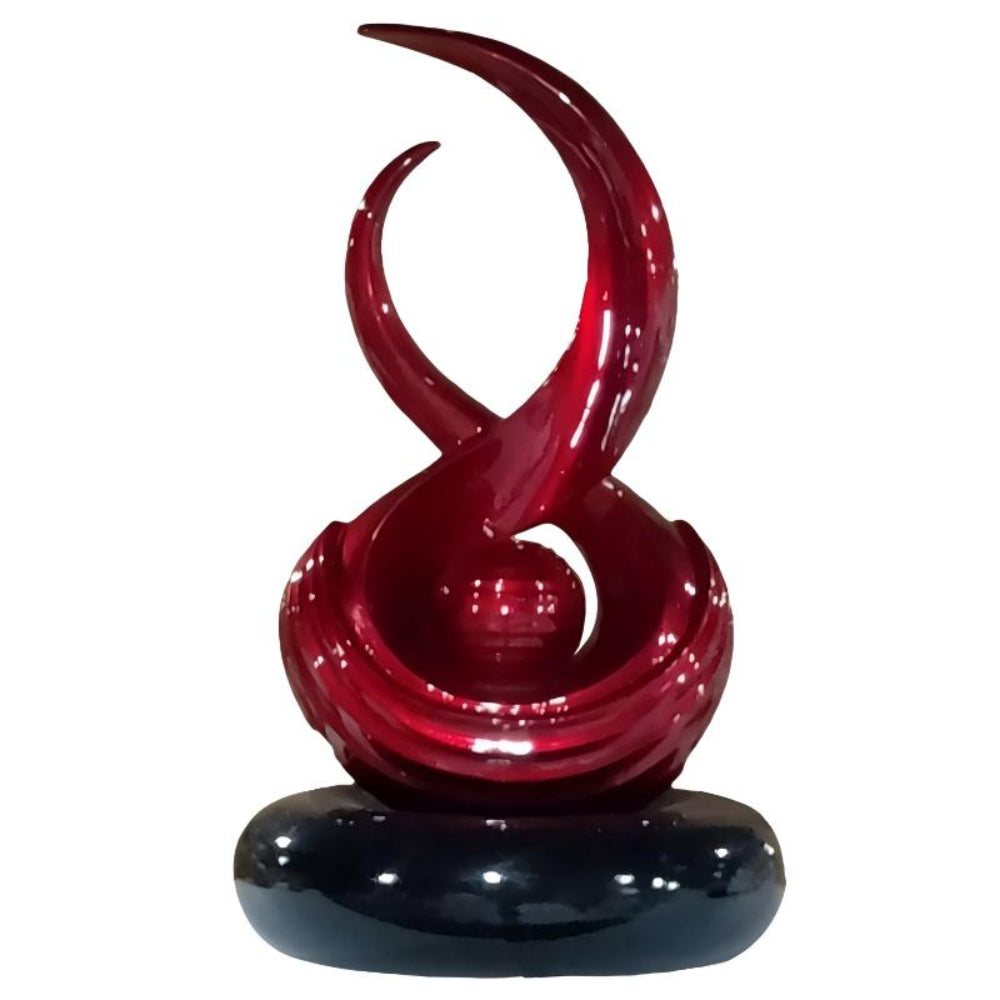Red Decorative Resin Sculpture Made from Glossy Resin on an MDF Base