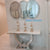 U-Shaped Marble Console Table with Mirror