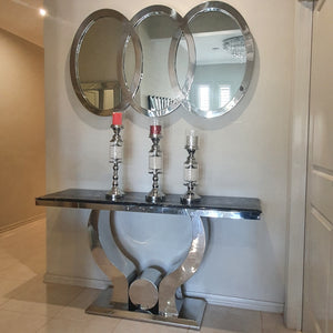 U-Shaped Marble Console Table with Mirror