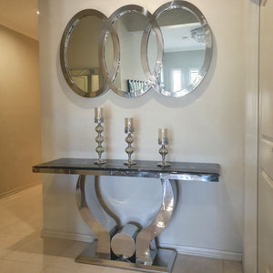 U-Shaped Marble Console Table with Mirror
