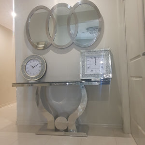 U-Shaped Marble Console Table with Mirror