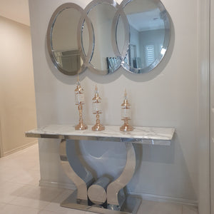 U-Shaped Marble Console Table with Mirror