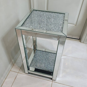 Diamond Crushed Mirrored Side Table