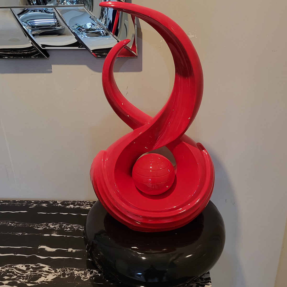 Decorative Red and White Resin Sculptures