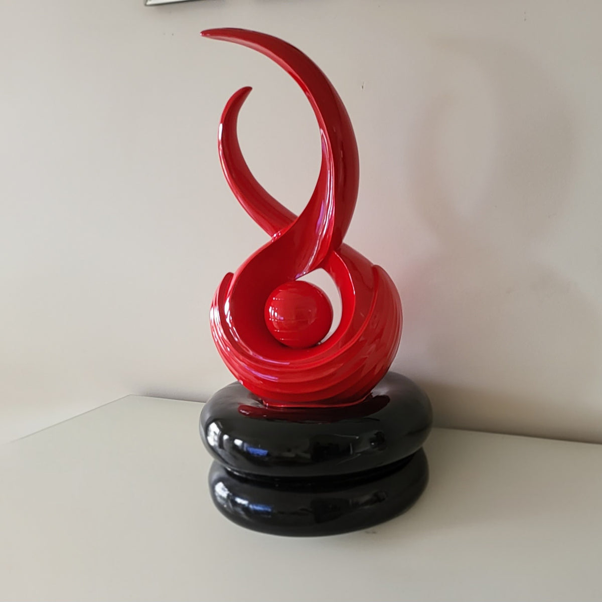 Decorative Red and White Resin Sculptures