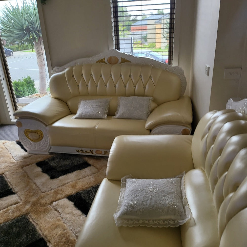 Cream Leather Sofa set in 7-seater and 6-seater settings