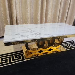 RBM Classic Home Furniture Store / Shop with Modern Circles Marble Coffee Table with Gold Stainless Steel Frame