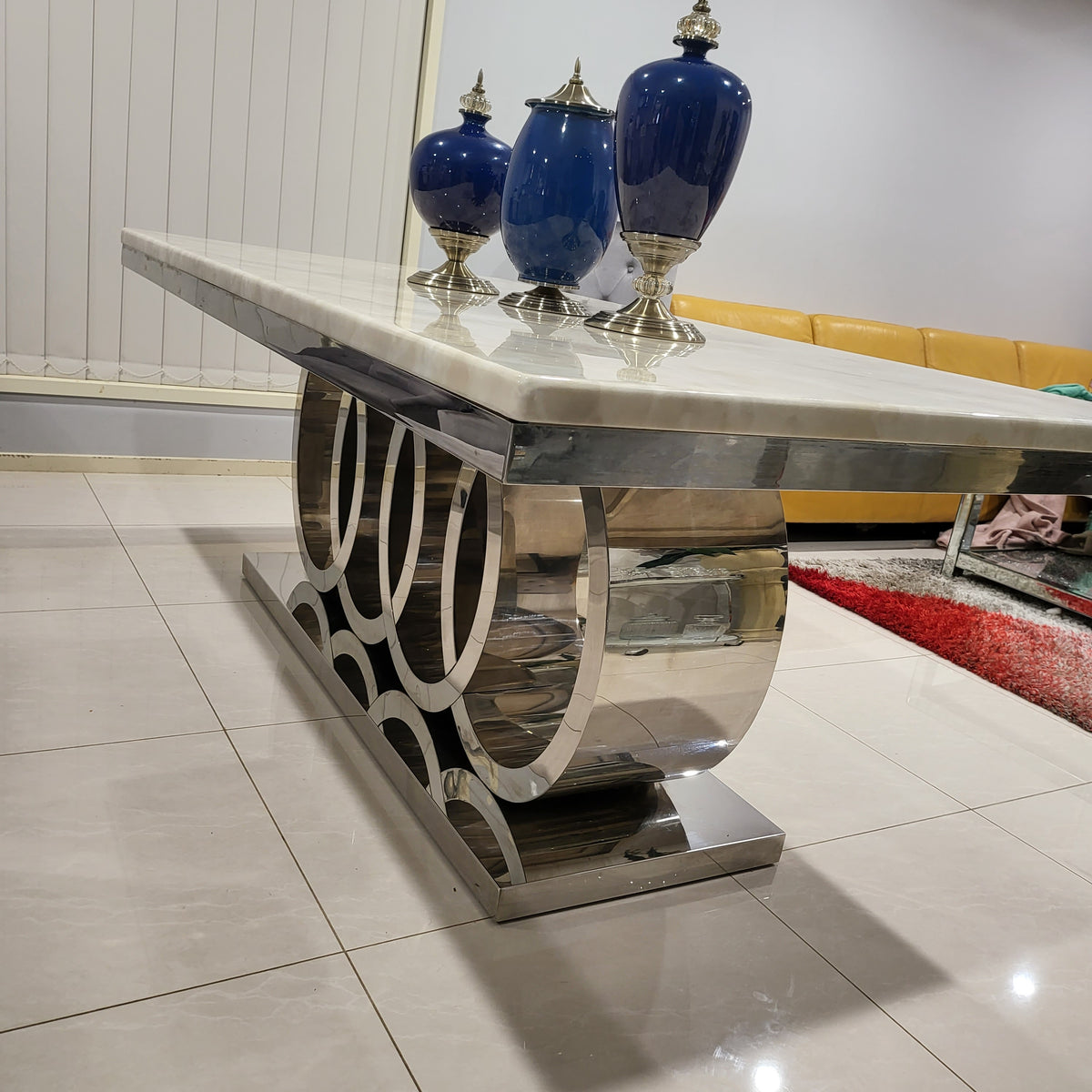 Circles Marble Dining Table with 8 Chairs