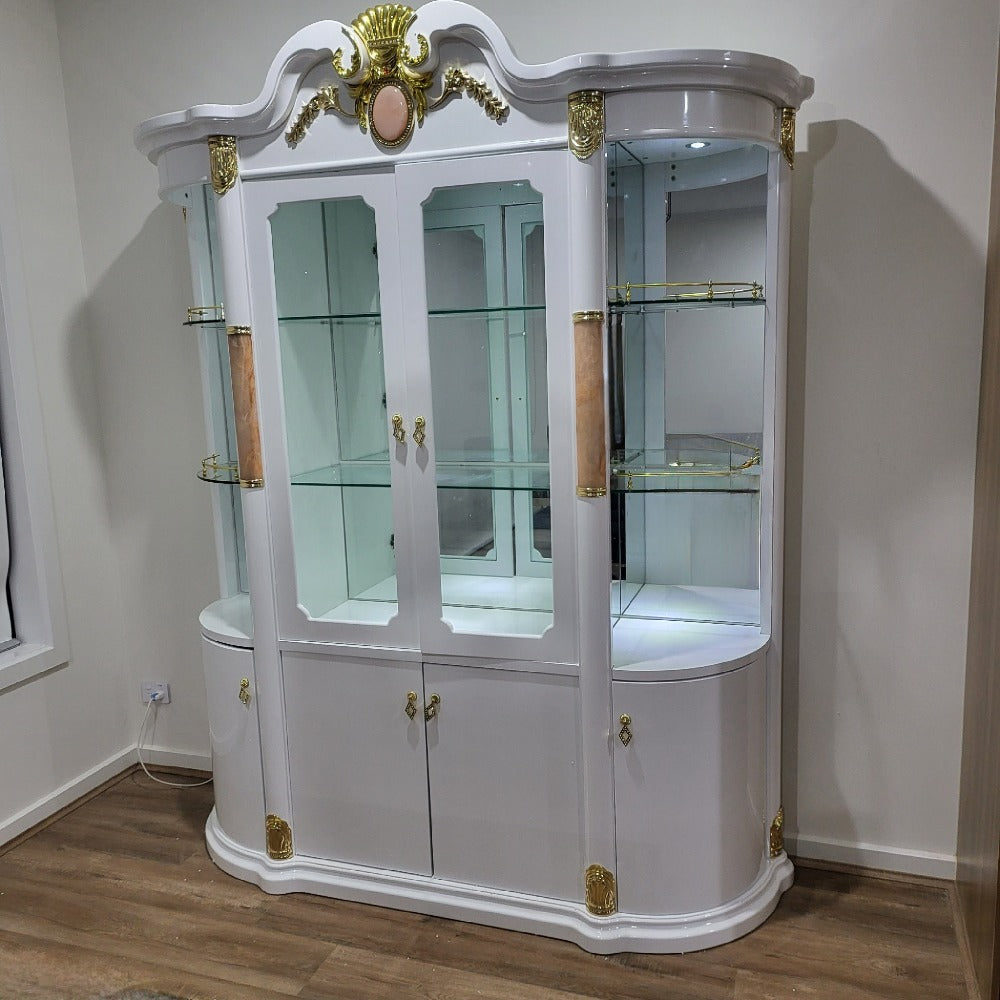 sleek and contemporary wine/buffet cabinet, featuring six soft-closed doors and six open shelves for a truly fashionable appeal