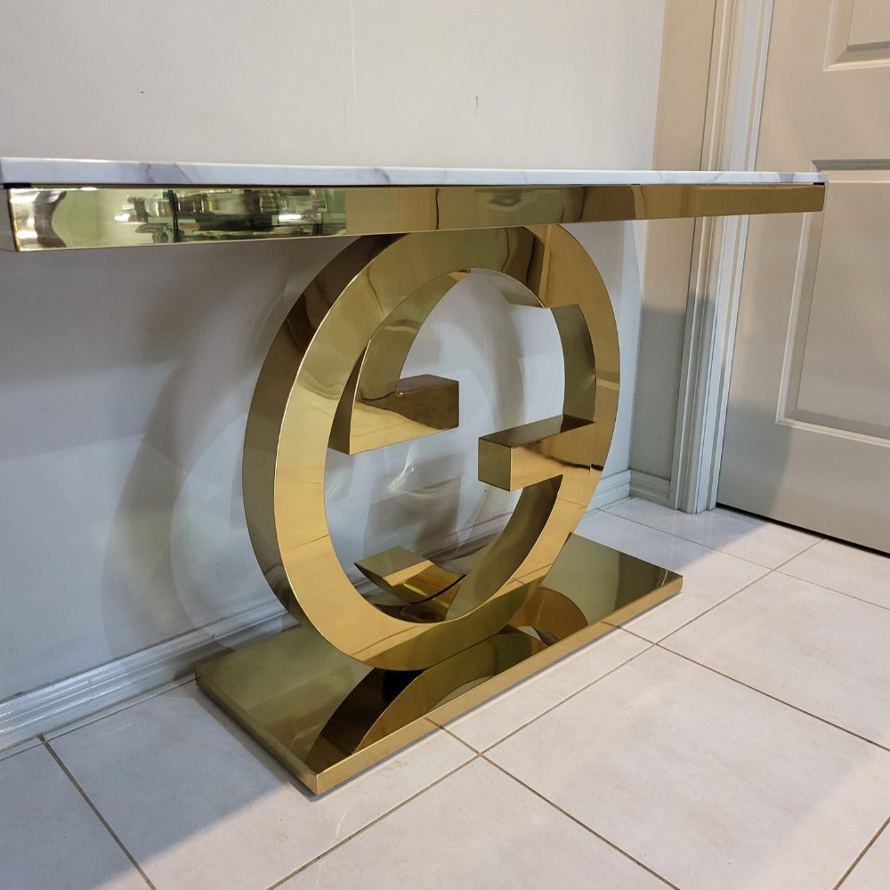 GG Style Hallway Console table with Silver Stainless Steel frame