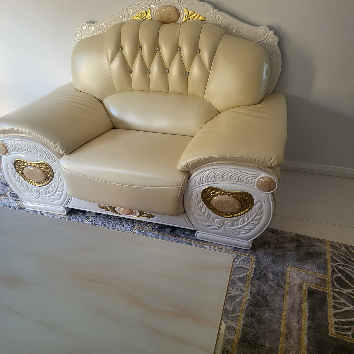 Avril Cream Leather Sofa set