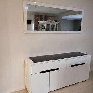 White Modern Classy Display / Storage Dining Room Buffet Cabinet with 2 drawers and 4 Shelves