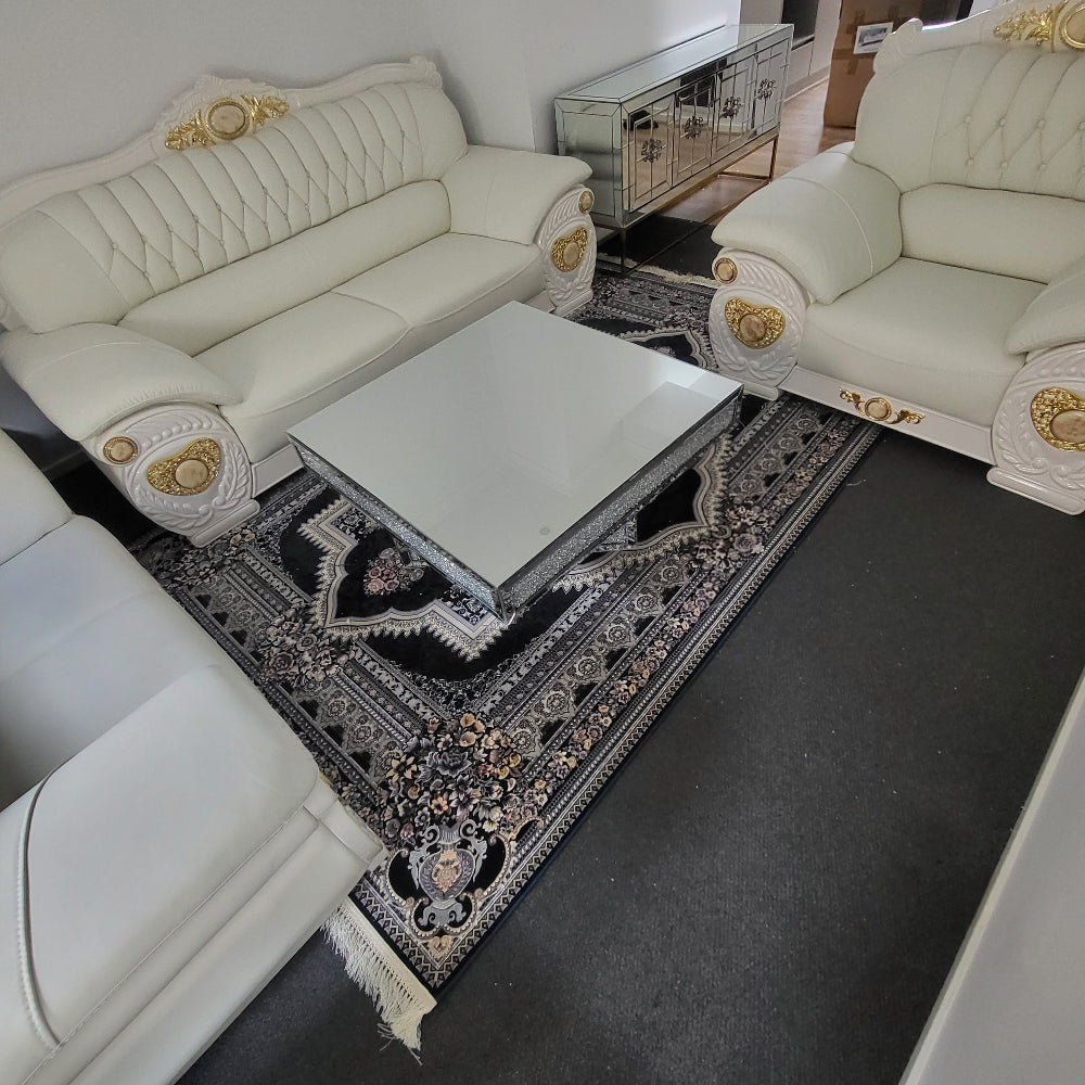 Luxurious, comfortable and Stylish Sofas / Couches in White Genuine Leather Material with 24k Gold Plates