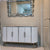 Classic Modern Buffet Cabinet in Bronze Storage Dining Room Buffet Cabinet with 4 shelves in White MDF and Silver Frame