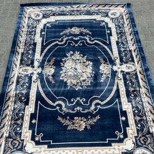 Modern, Luxury and Classy Comfortable Turkish Handmade Hallway Runners in Cream and Blue with Grey and Blue Patterns