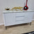 Modern White MDF Buffet Cabinet is Timeless, Versatile and Stylish with Gold Stainless Steel Frame