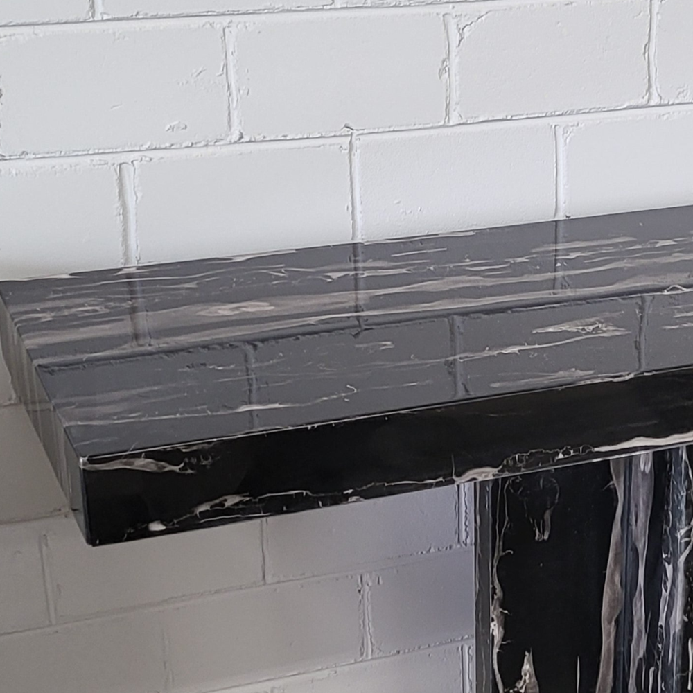 60cm Think Marble Coffee Table with Marble Base in Black-Grey Colour