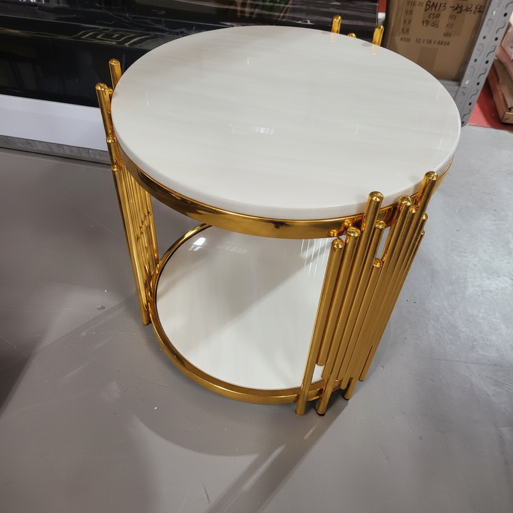Elegant Circle Marble Top Side Table