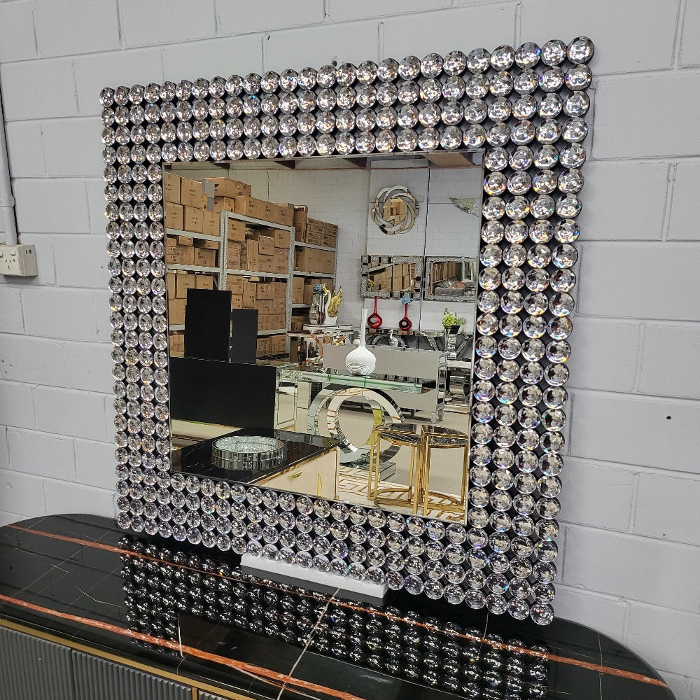 Modern Square Glass Hallway Mirror in Silver