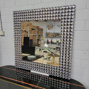 Modern Square Glass Hallway Mirror in Silver