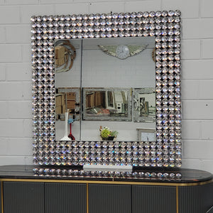 Classy Square Glass Hallway Wall Mirror in Silver