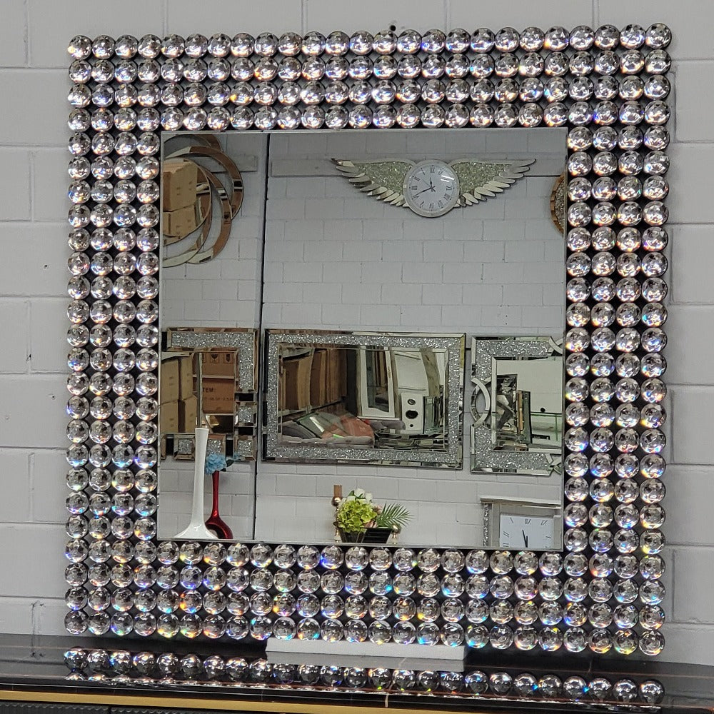 Classy Square Glass Hallway Wall Mirror in Silver