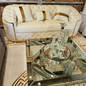 Square Mirrored Glass Coffee Table - See-through Top