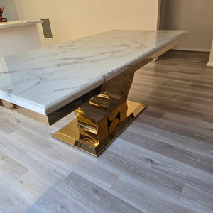 U-Shaped Marble Dining Table with Chairs (8 Seater)
