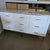 Modern Buffet Cabinet in Bronze Storage Dining Room Buffet Cabinet with 9 Drawers in White MDF and Gold Stainless Steel Frame