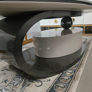 Modern Oval / Round / Circle Coffee Tables in Silver Bronze Stainless Steel Frame