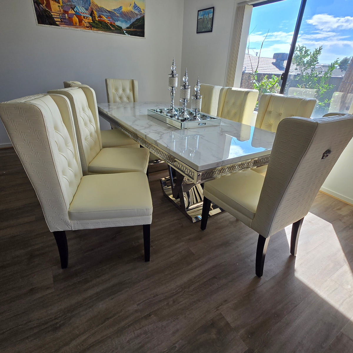 Ashton Marble Dining Table with 8 Chairs