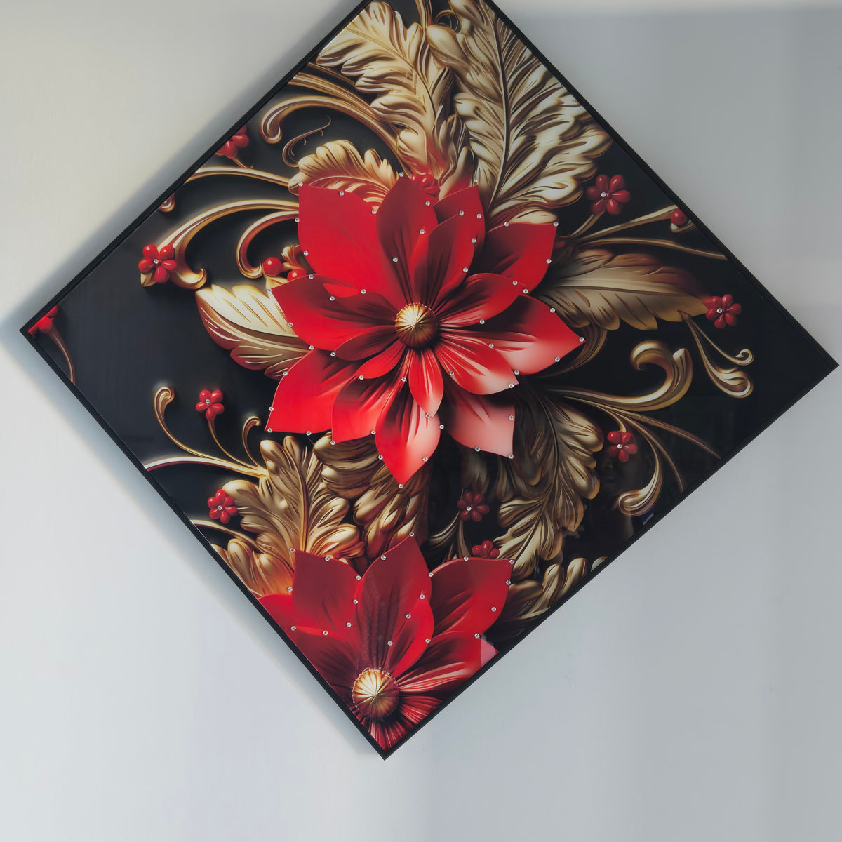 Wall Art Paintings - Red and Gold Flowers