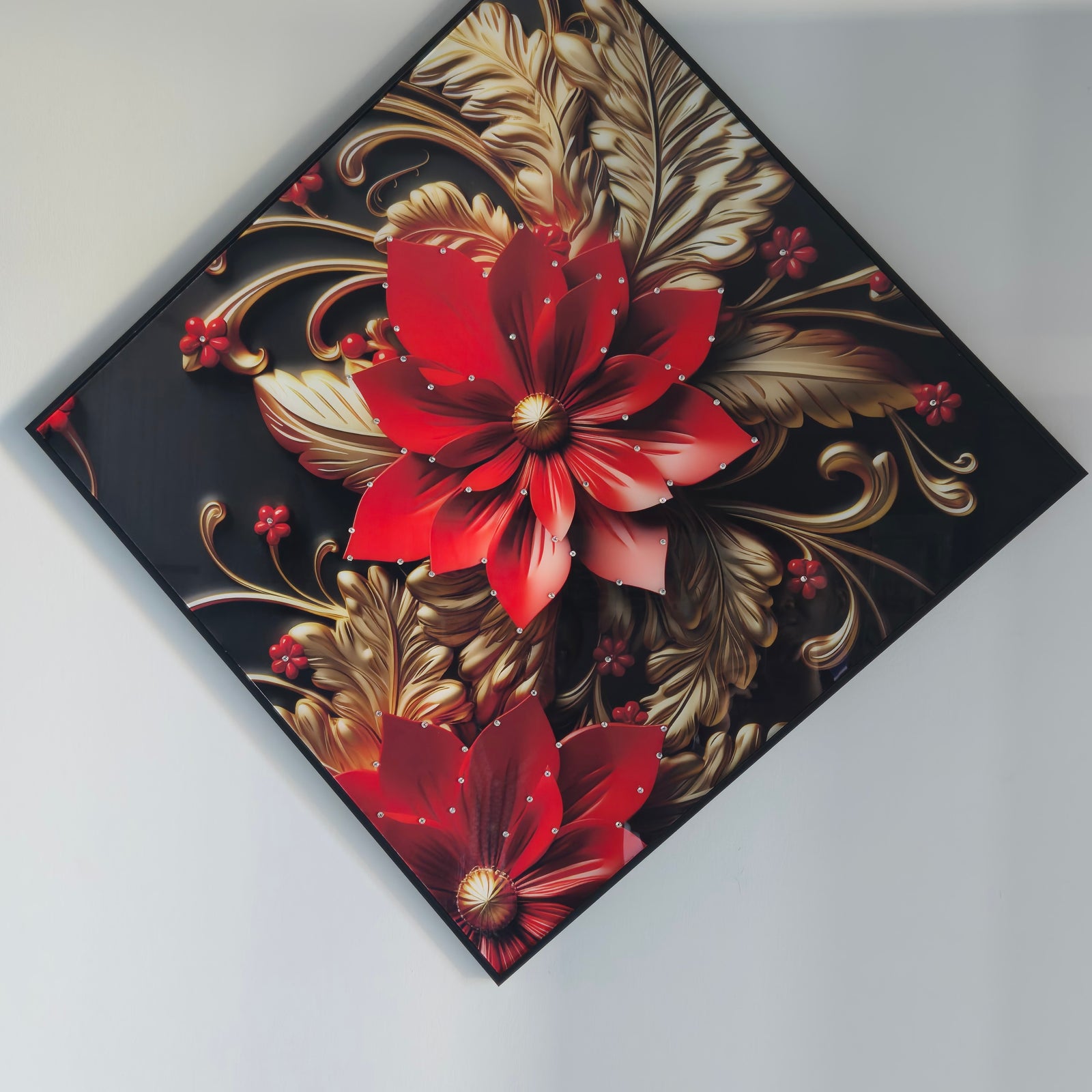 Wall Art Paintings - Red and Gold Flowers