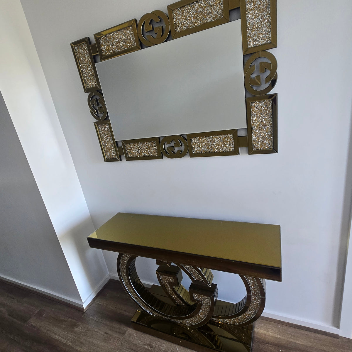 Adrian Console Table and Mirror (Gold)