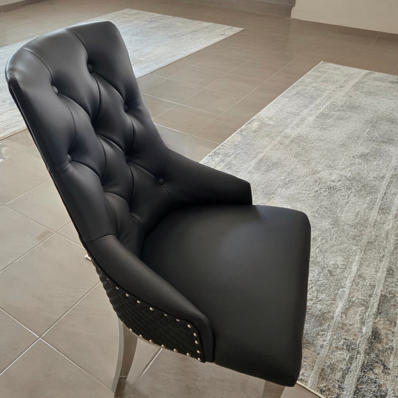 Lion Modern Leather Dining Chair - Black